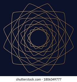 Art Deco Vintage Design Elements in gold with dark blue background