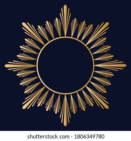 Art Deco Vintage Design Elements in gold with dark blue background