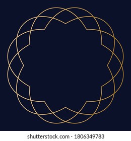 Art Deco Vintage Design Elements in gold with dark blue background
