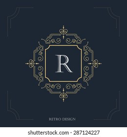  Art deco vintage design of retro flourishes frames. Vector  