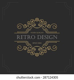  Art deco vintage design of retro flourishes frames. Vector  