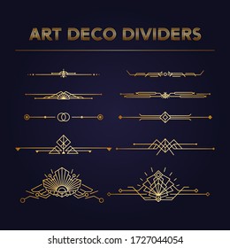 Art Deco vintage dividers and borders Vector Kit. Set of retro linear elements for Save the Date cards. Perfect decorations for Roaring 20s Design templates