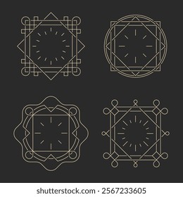 Art deco vintage frame line collection. Decorative border ornament minimalist.
