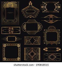 Art Deco Vintage Frames and Design Elements - hand drawn - in vector