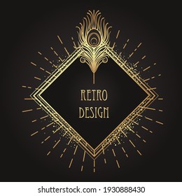 Art Deco vintage gold patterns over black, frames and design elements. Retro party geometric background set (1920's style). Vector illustration for glamour party, thematic wedding or textile prints.