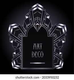 Art Deco vintage gold and silver design element over black. Retro party geometric background set (1920's style). Vector illustration for glamour party, thematic wedding or textile prints.
