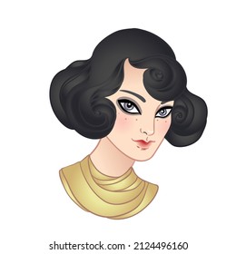 Art Deco vintage illustration of flapper girl. Retro party character in 1920s style. Vector design for glamour event or jazz party.