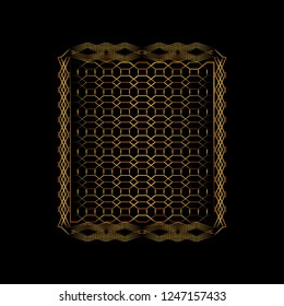 Art Deco vintage invitation template design with illustration of golden geometric motif. patterns and frames. Retro party background 1920 style. Vector for glamour event, thematic wedding, jazz party