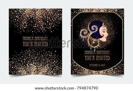 Art Deco Vintage Invitation Template Design Stock Vector Royalty