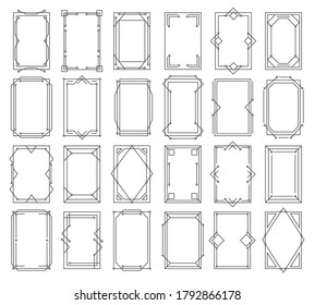 Art deco vintage linear geometric frames. Minimal modern simple borders, black creative shape frames, vector illustration modern line elements of art decor isolated on white background