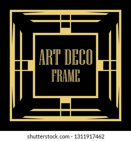 Art Deco vintage ornamental retro border frame. Old retro art deco element for vintage design. Retro art deco style.