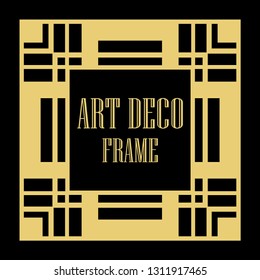 Art Deco vintage ornamental retro border frame. Old retro art deco element for vintage design. Retro art deco style.