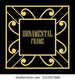Art Deco vintage ornamental retro border frame. Old retro art deco element for vintage design. Retro art deco style.