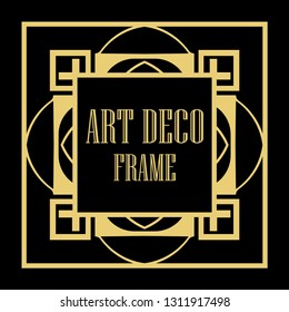 Art Deco vintage ornamental retro border frame. Old retro art deco element for vintage design. Retro art deco style.