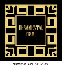 Art Deco vintage ornamental retro border frame. Old retro art deco element for vintage design. Retro art deco style.