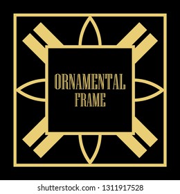 Art Deco vintage ornamental retro border frame. Old retro art deco element for vintage design. Retro art deco style.
