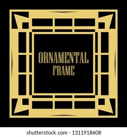 Art Deco vintage ornamental retro border frame. Old retro art deco element for vintage design. Retro art deco style.