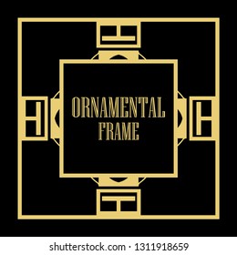Art Deco vintage ornamental retro border frame. Old retro art deco element for vintage design. Retro art deco style.