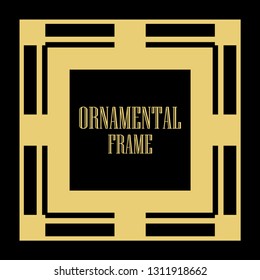 Art Deco vintage ornamental retro border frame. Old retro art deco element for vintage design. Retro art deco style.