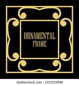 Art Deco vintage ornamental retro border frame. Old retro art deco element for vintage design. Retro art deco style.