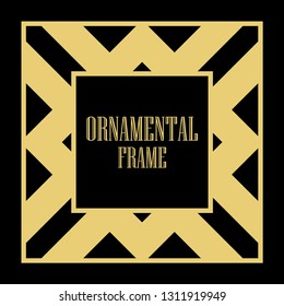 Art Deco vintage ornamental retro border frame. Old retro art deco element for vintage design. Retro art deco style.