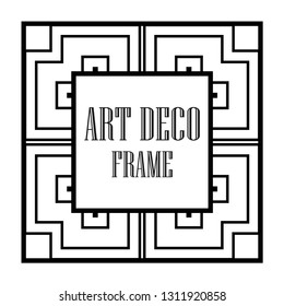 Art Deco vintage ornamental retro border frame. Old retro art deco element for vintage design. Retro art deco style.