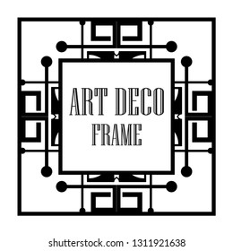 Art Deco vintage ornamental retro border frame. Old retro art deco element for vintage design. Retro art deco style.