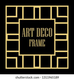 Art Deco vintage ornamental retro border frame. Old retro art deco element for vintage design. Retro art deco style.