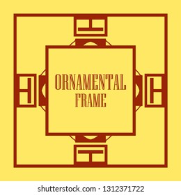 Art Deco vintage ornamental retro border frame. Old retro art deco element for vintage design. Retro art deco style.