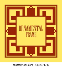 Art Deco vintage ornamental retro border frame. Old retro art deco element for vintage design. Retro art deco style.