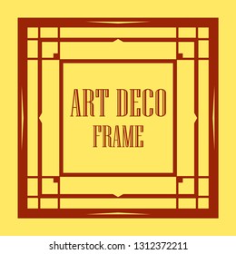 Art Deco vintage ornamental retro border frame. Old retro art deco element for vintage design. Retro art deco style.