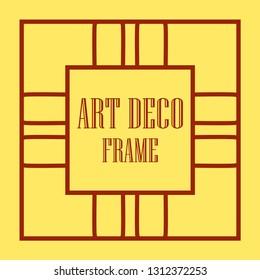 Art Deco vintage ornamental retro border frame. Old retro art deco element for vintage design. Retro art deco style.