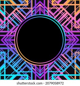 Art Deco vintage pattern in bright neon colors. Retro party geometric background (1920's style). Vector illustration for glamour party, thematic wedding or textile prints.