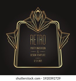 Art Deco vintage patterns and design elements. Retro party geometric background set (1920's style). Vector illustration for glamour party, thematic wedding or textile prints.