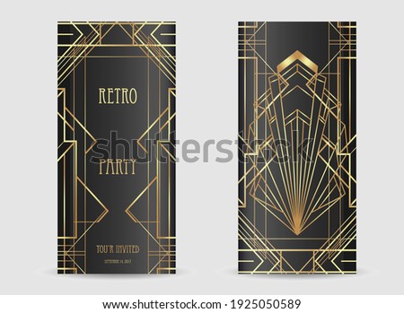 Art Deco vintage patterns and design elements. Retro party geometric background set (1920's style). Vector illustration for glamour party, thematic wedding or textile prints.