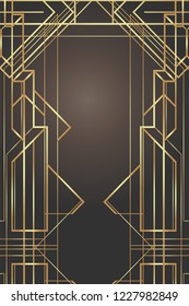 Art Deco vintage patterns and frames. Retro party geometric background set (1920's style). Vector illustration for glamour party, thematic wedding or textile prints.