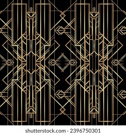 Art Deco vintage patterns and frames. Retro party geometric background set (1920's style). Vector illustration for glamour party, thematic wedding or textile prints.