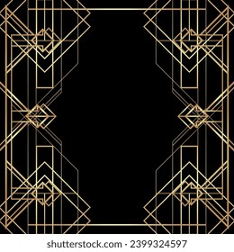 Art Deco Vintage Muster und Rahmen. Retro Party geometrische Hintergrund Set (Stil der 20er Jahre). Vektorgrafik für Glamour-Party, thematische Hochzeit oder Stoffdrucke.