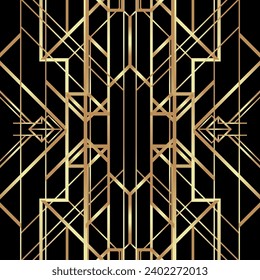 Art Deco Vintage Muster und Rahmen. Retro Party geometrische Hintergrund Set (Stil der 20er Jahre). Vektorgrafik für Glamour-Party, thematische Hochzeit oder Stoffdrucke.