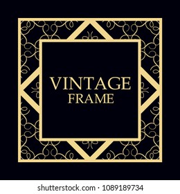 Art deco vintage retro frame. Template for design