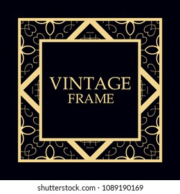 Art deco vintage retro frame. Template for design