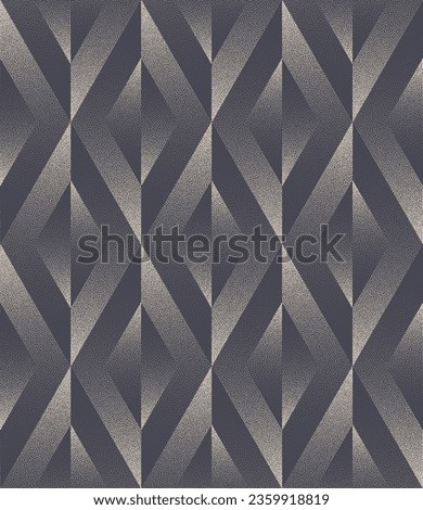 Art Deco Vintage Seamless Pattern Vector Dotwork Luxury Abstract Background. Split Rhombus Grid Graphic Design Fancy Old Fashioned Textile Print Repetitive Wallpaper. Halftone Endless Art Illustration