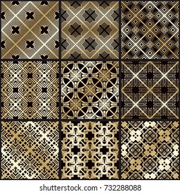 Art deco vintage seamless patterns set. Template for design. Vector illustration eps10