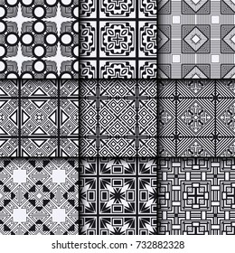 Art deco vintage seamless patterns set. Template for design. Vector illustration eps10