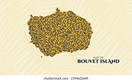 Art Deco Vintage Style Map of Bouvet Island in Tiger Pattern perfect for Logo, Poster, Postcard, and Stamp.