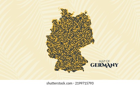 Art Deco Vintage Style Map of Germany in Tiger Pattern perfect for Logo, Poster, Postcard, and Stamp.