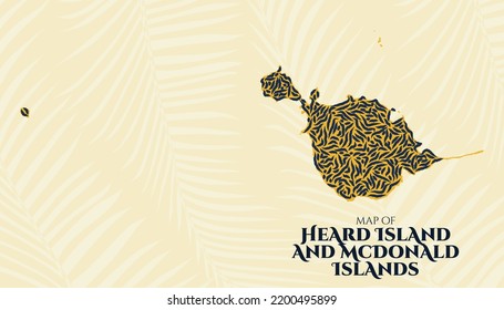 Art Deco Vintage Style Map of Heard Island And McDonald Islands in Tiger Pattern perfect for Logo, Poster, Postcard, and Stamp.