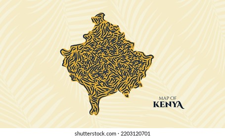 Art Deco Vintage Style Map of Kosovo in Tiger Pattern perfect for Logo, Poster, Postcard, and Stamp.
