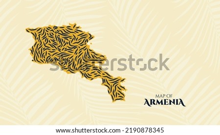 Art Deco Vintage Style Map of Armenia in Tiger Pattern perfect for Logo, Poster, Postcard, and Stamp.