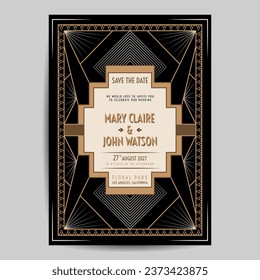 Art Deco Vintage Wedding Invitation